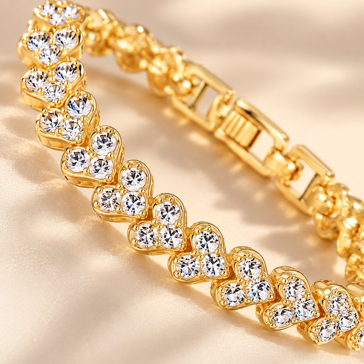 Eckige Damenuhr mit Strass-Armband: Nahaufnahme von Armband und Verschluss